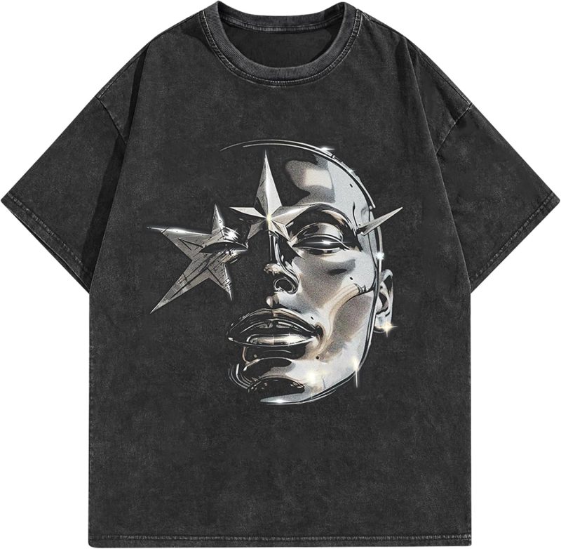 Men's Graphic Tees Shirt Unisex Cotton Oversized T-Shirt Short Sleeve Vintage Streetwear Casual Tee Top